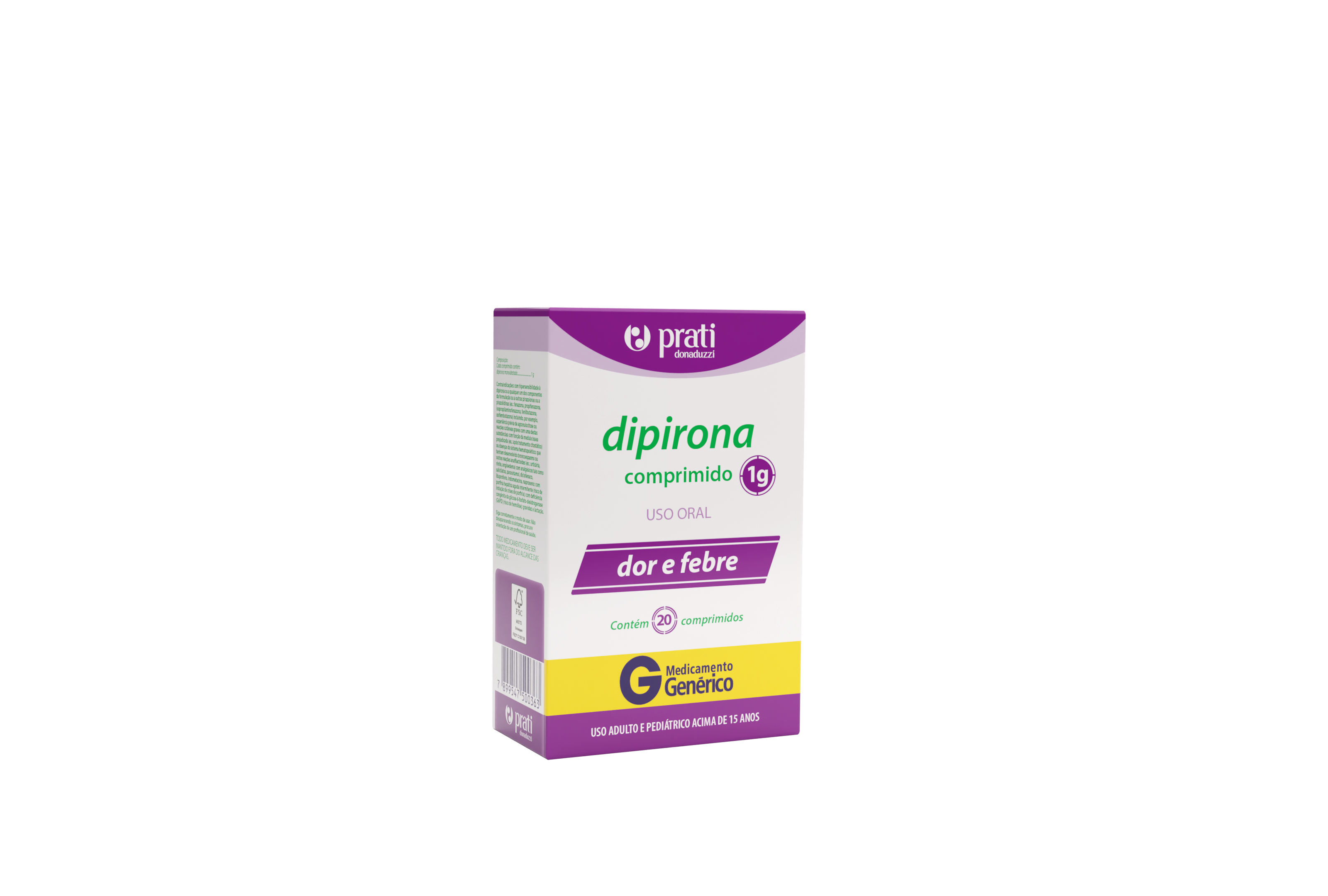 Genérico Dipirona Sodica 1g Prati - 20 Comprimidos